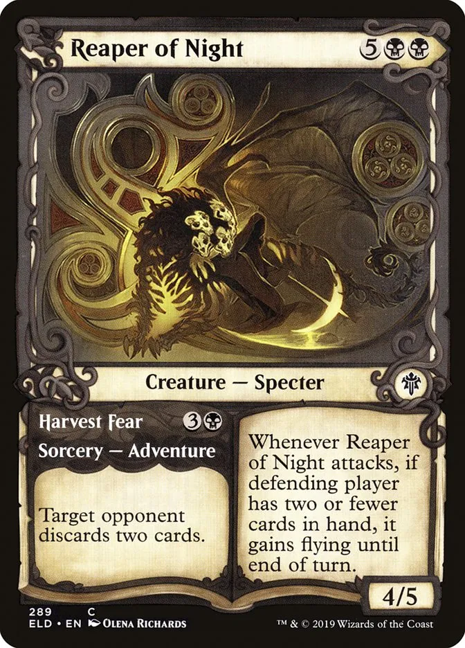 2019 Throne of Eldraine Reaper of Night // Harvest Fear #289 common card image