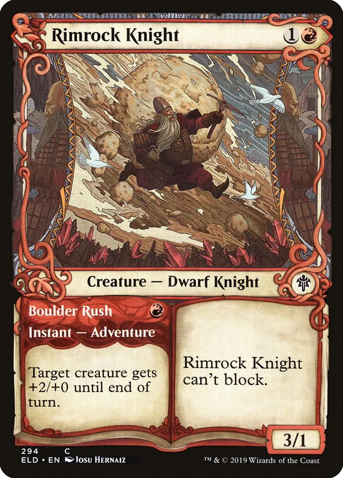 2019 Throne of Eldraine Rimrock Knight // Boulder Rush #294 common card image