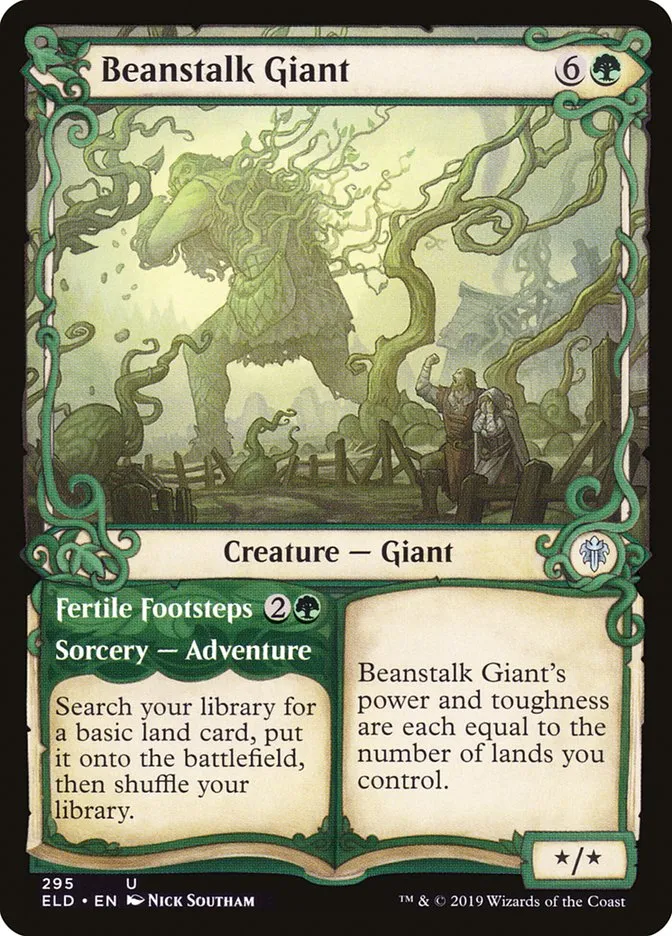 2019 Throne of Eldraine Beanstalk Giant // Fertile Footsteps #295 uncommon card image