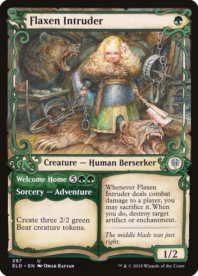 2019 Throne of Eldraine Flaxen Intruder // Welcome Home #297 uncommon card image
