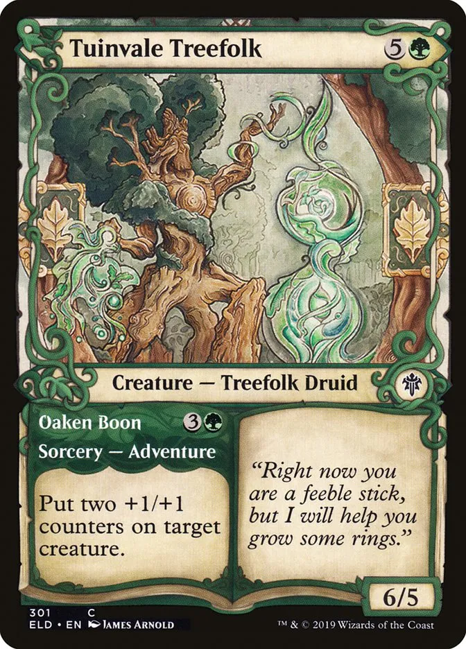 2019 Throne of Eldraine Tuinvale Treefolk // Oaken Boon #301 common card image