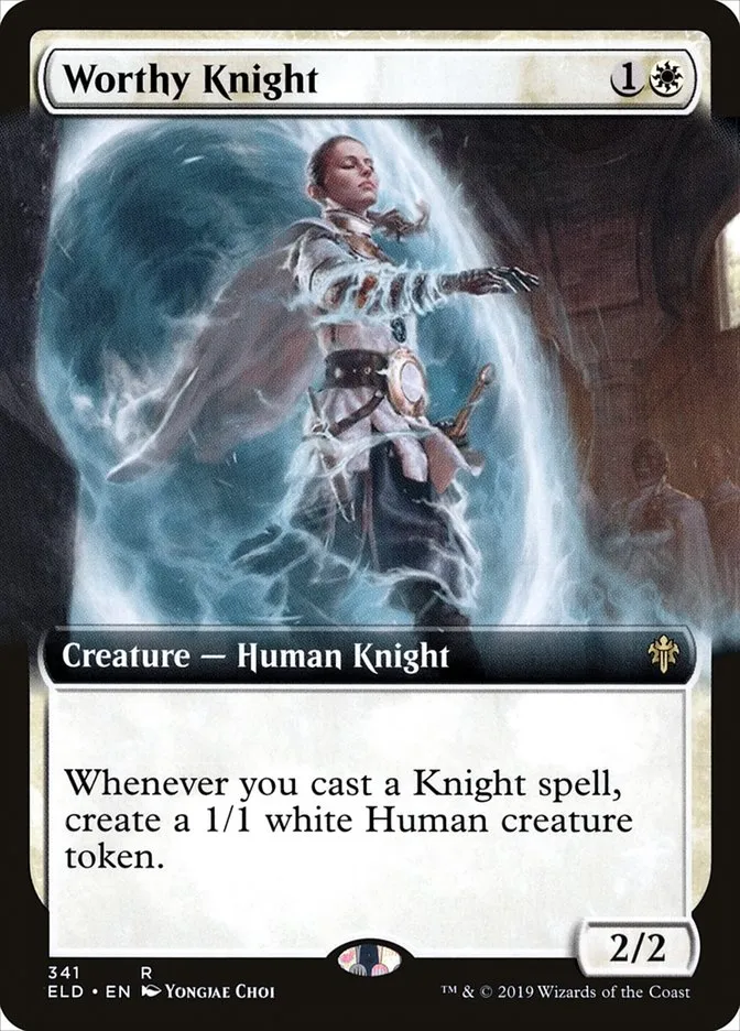 2019 Throne of Eldraine Worthy Knight #341 rare card image
