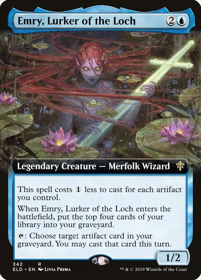 2019 Throne of Eldraine Emry, Lurker of the Loch #342 rare card image
