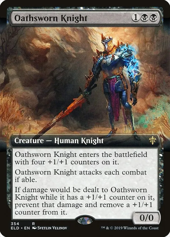 2019 Throne of Eldraine Oathsworn Knight #354 rare card image