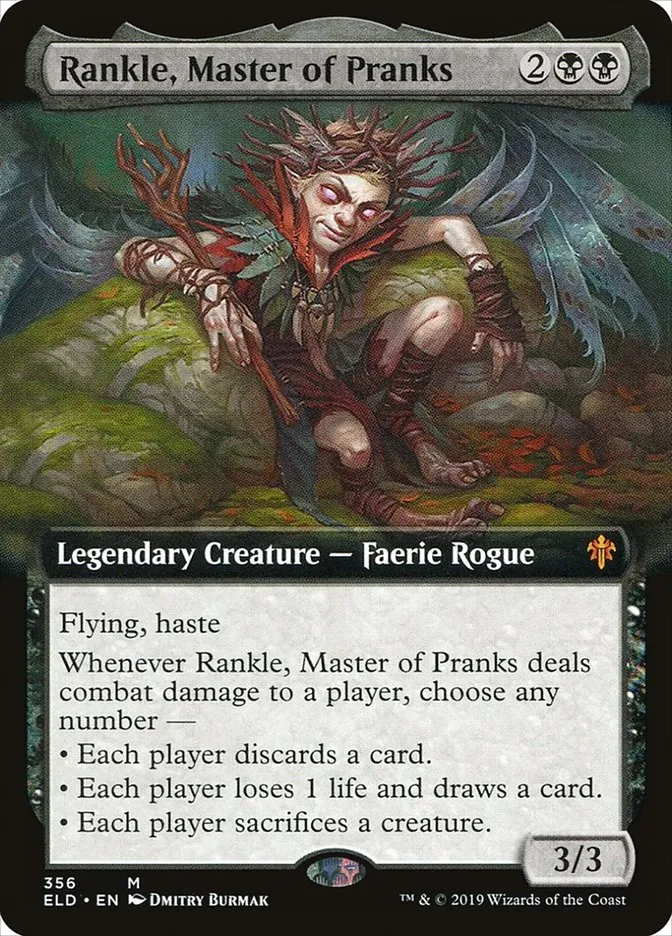2019 Throne of Eldraine Rankle, Master of Pranks mythic #356 mythic card image