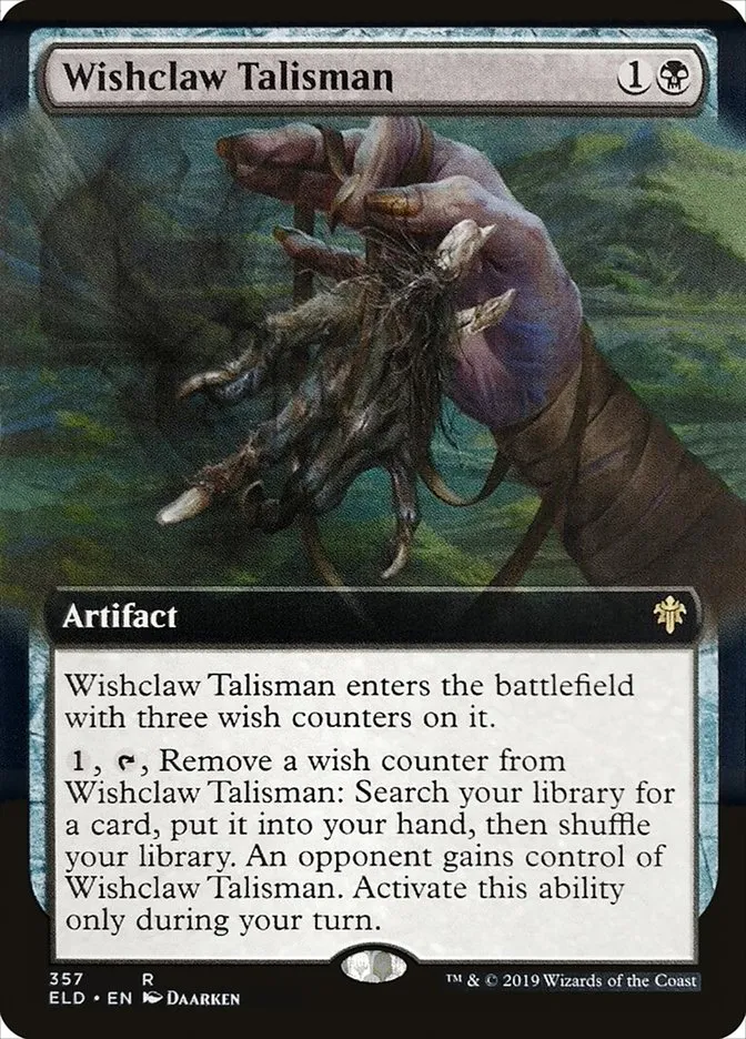 2019 Throne of Eldraine Wishclaw Talisman [Extended Art Foil] rare #357 rare card image