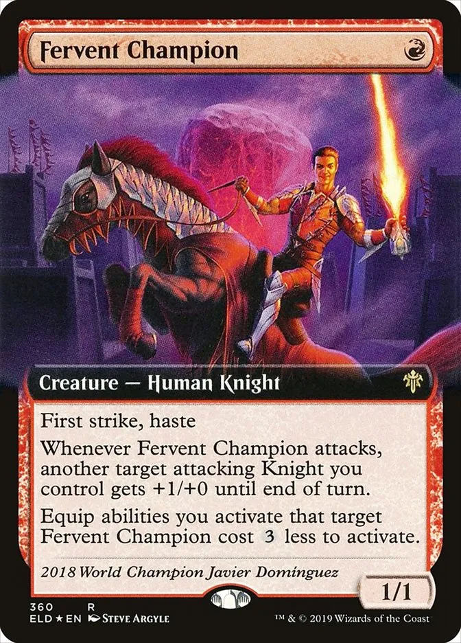 2019 Throne of Eldraine Fervent Champion #360 rare card image