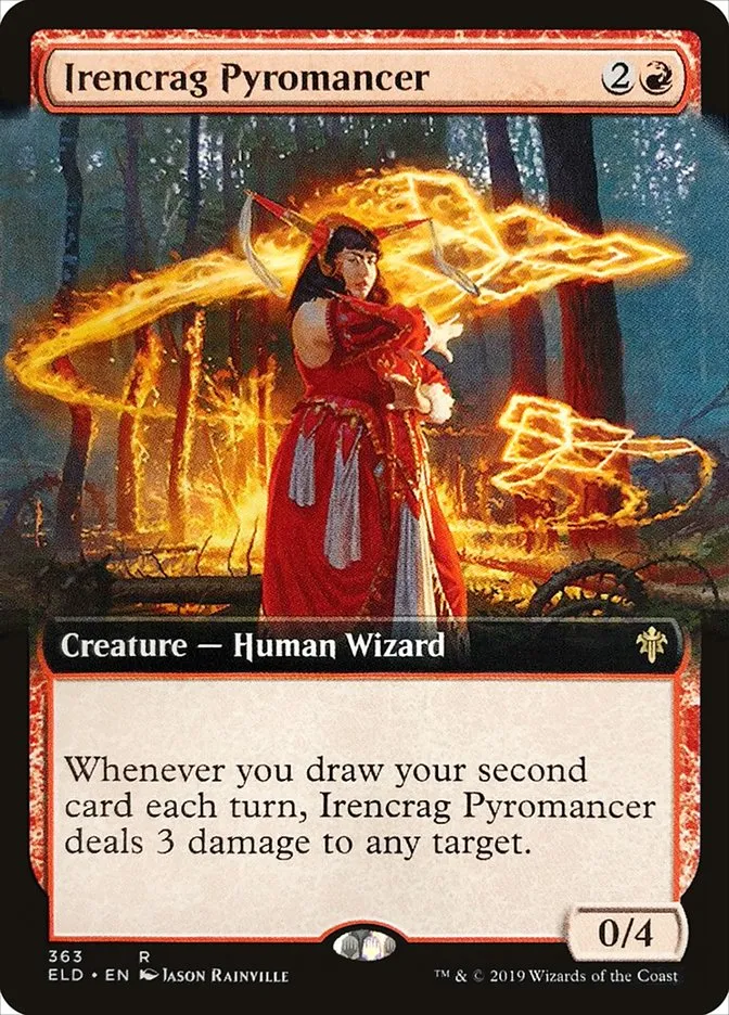 2019 Throne of Eldraine Irencrag Pyromancer #363 rare card image