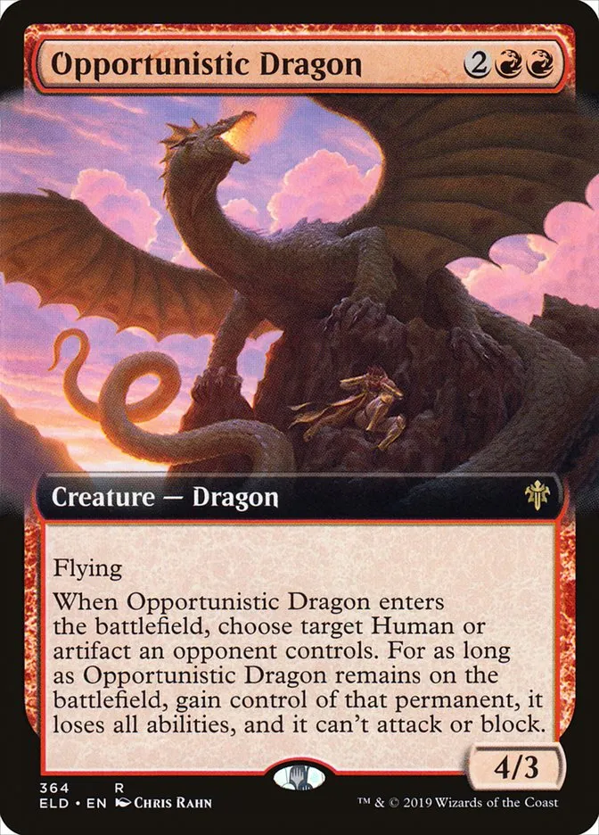 2019 Throne of Eldraine Opportunistic Dragon #364 rare card image