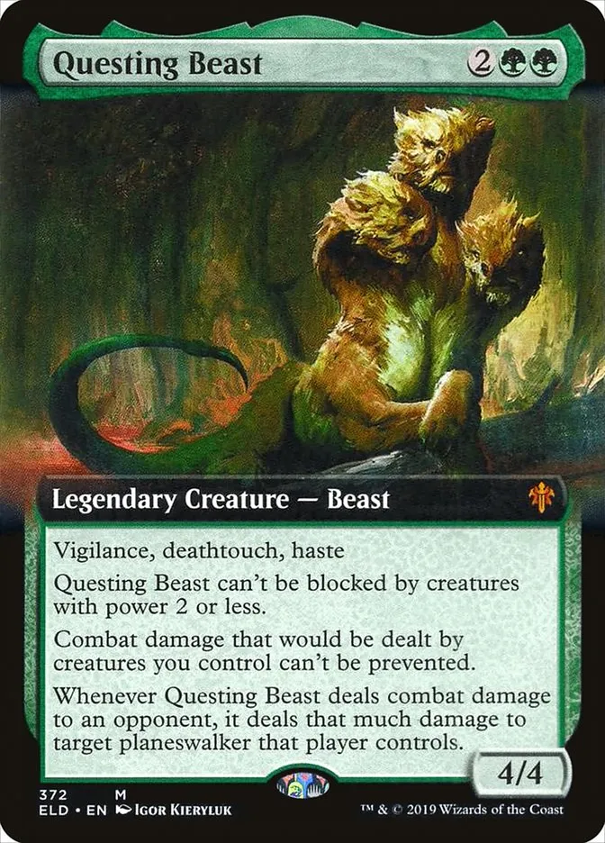 2019 Throne of Eldraine Questing Beast mythic #372 mythic card image