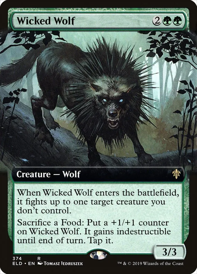 2019 Throne of Eldraine Wicked Wolf #374 rare card image