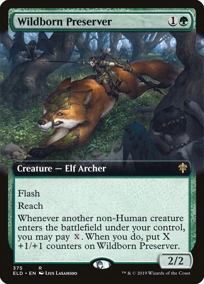 2019 Throne of Eldraine Wildborn Preserver #375 rare card image