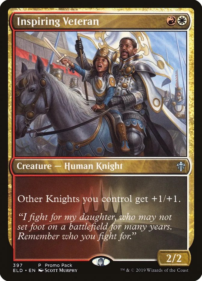 2019 Throne of Eldraine Inspiring Veteran #397 uncommon card image