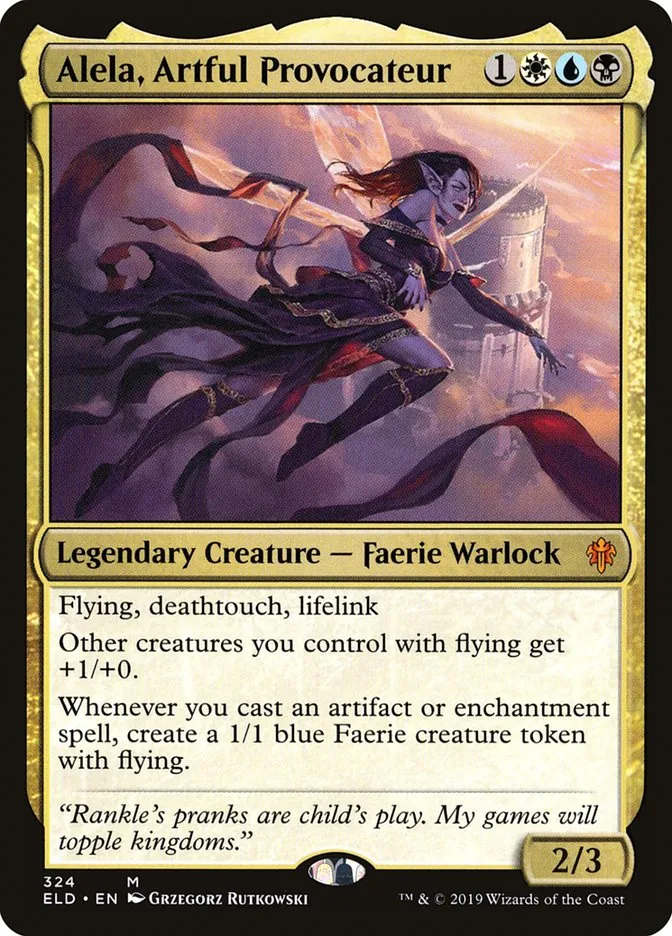 2019 Throne of Eldraine Alela, Artful Provocateur mythic #324 mythic card image