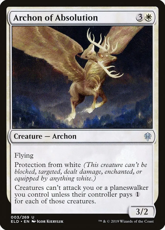 2019 Throne of Eldraine Archon of Absolution uncommon #3 uncommon card image