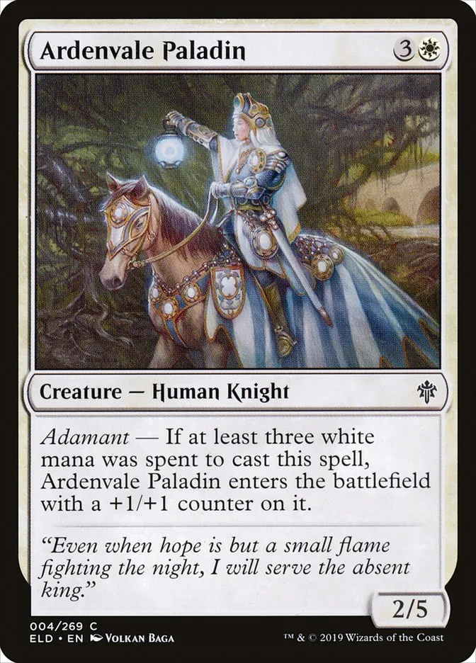 2019 Throne of Eldraine Ardenvale Paladin common #4 common card image