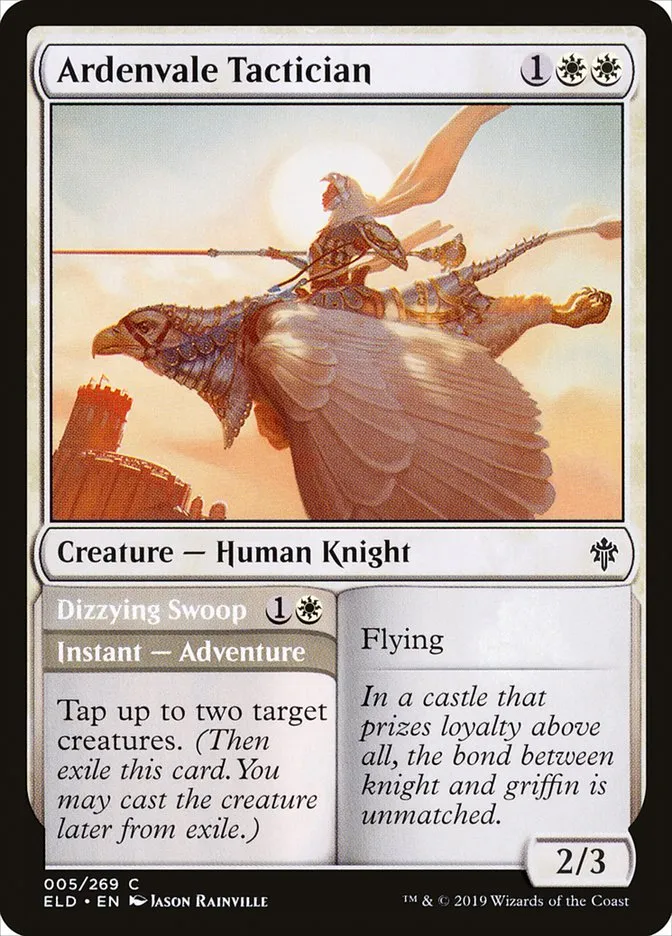 2019 Throne of Eldraine Ardenvale Tactician // Dizzying Swoop common #5 common card image