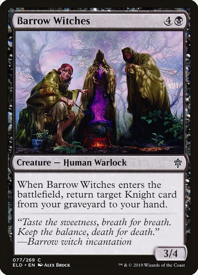 2019 Throne of Eldraine Barrow Witches #77 common card image