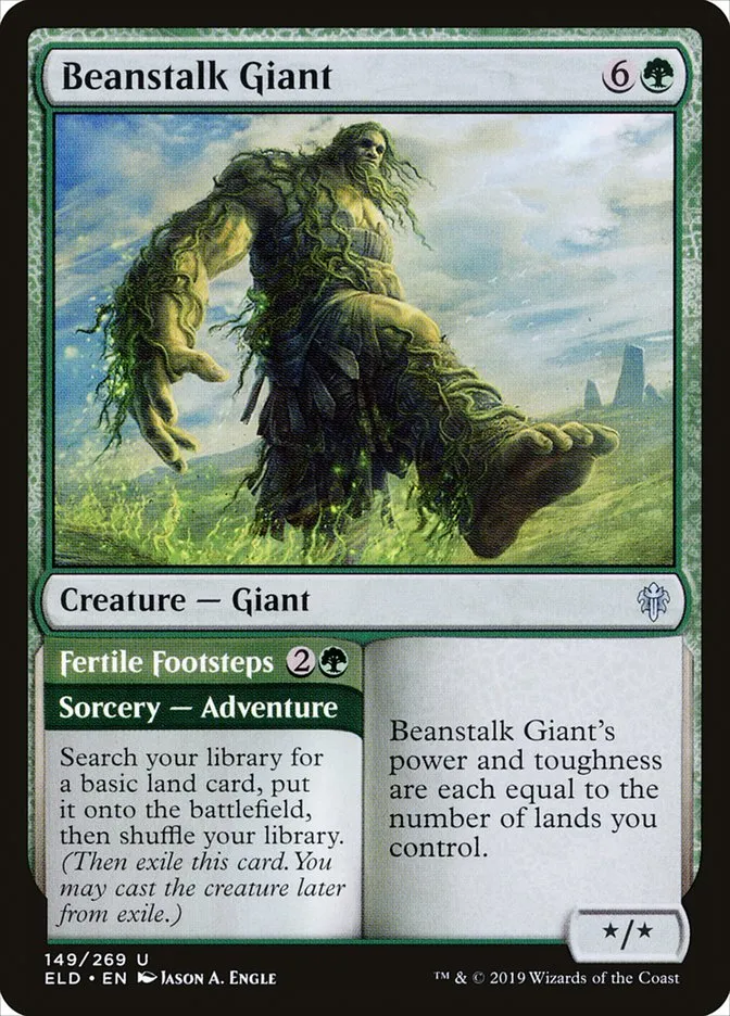 2019 Throne of Eldraine Beanstalk Giant // Fertile Footsteps #149 uncommon card image