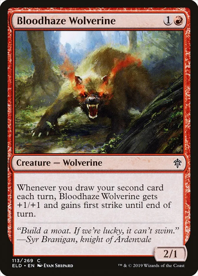 2019 Throne of Eldraine Bloodhaze Wolverine #113 common card image