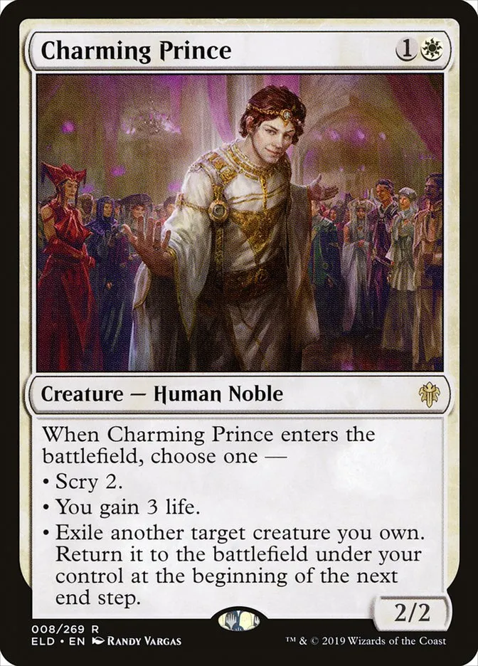 2019 Throne of Eldraine Charming Prince rare #8 rare card image