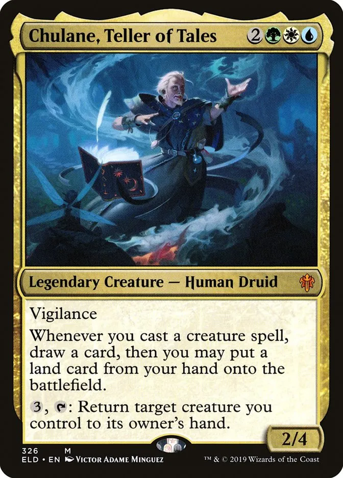 2019 Throne of Eldraine Chulane, Teller of Tales mythic #326 mythic card image