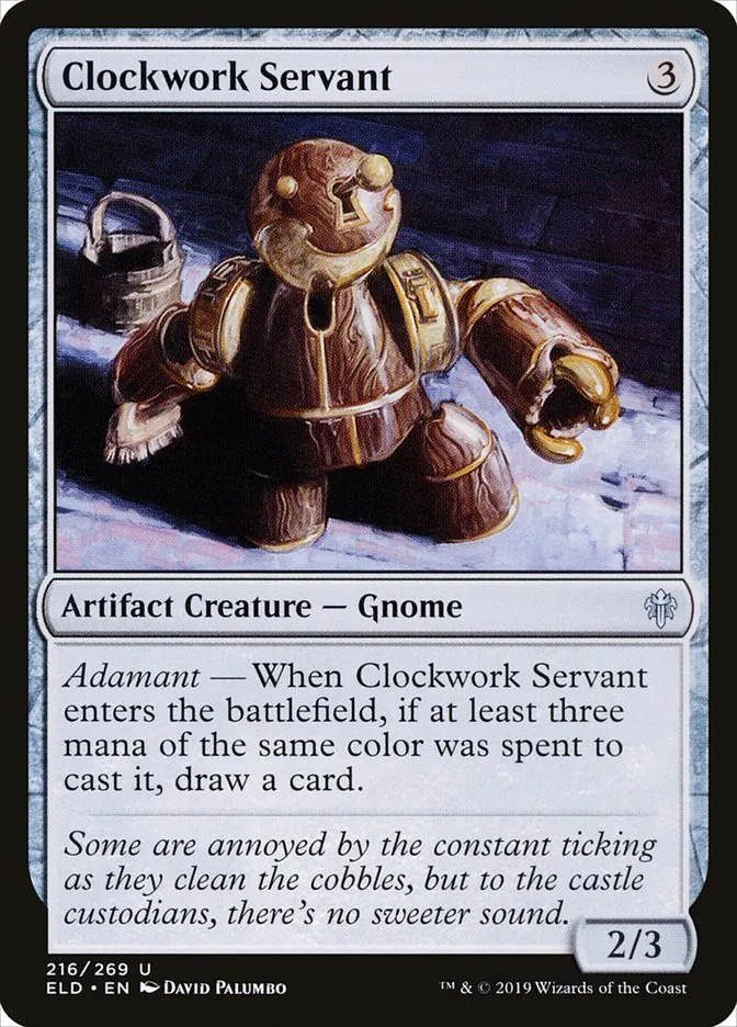 2019 Throne of Eldraine Clockwork Servant uncommon #216 uncommon card image