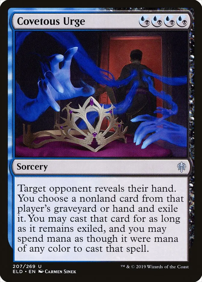 2019 Throne of Eldraine Covetous Urge #207 uncommon card image