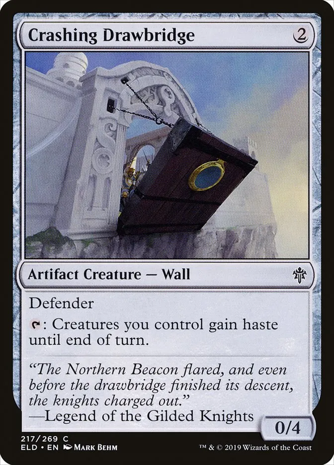 2019 Throne of Eldraine Crashing Drawbridge #217 common card image