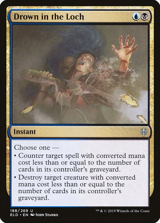 2019 Throne of Eldraine Drown in the Loch #188 uncommon card image