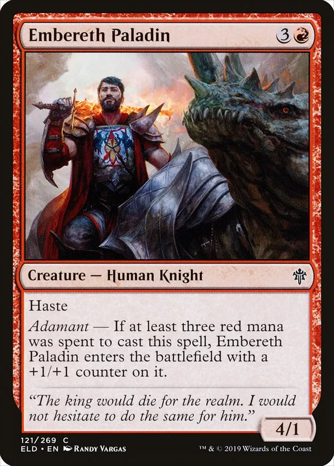 2019 Throne of Eldraine Embereth Paladin #121 common card image