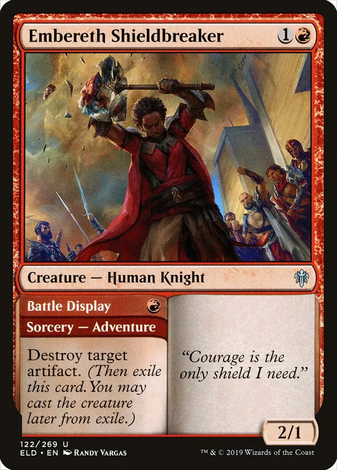 2019 Throne of Eldraine Embereth Shieldbreaker // Battle Display #122 uncommon card image