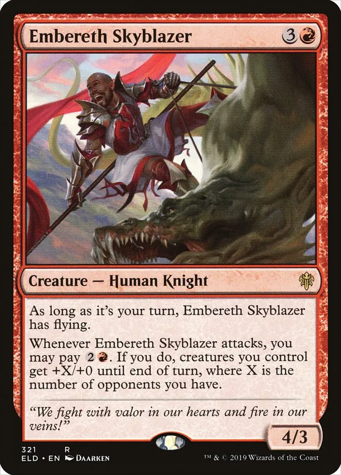 2019 Throne of Eldraine Embereth Skyblazer #321 rare card image