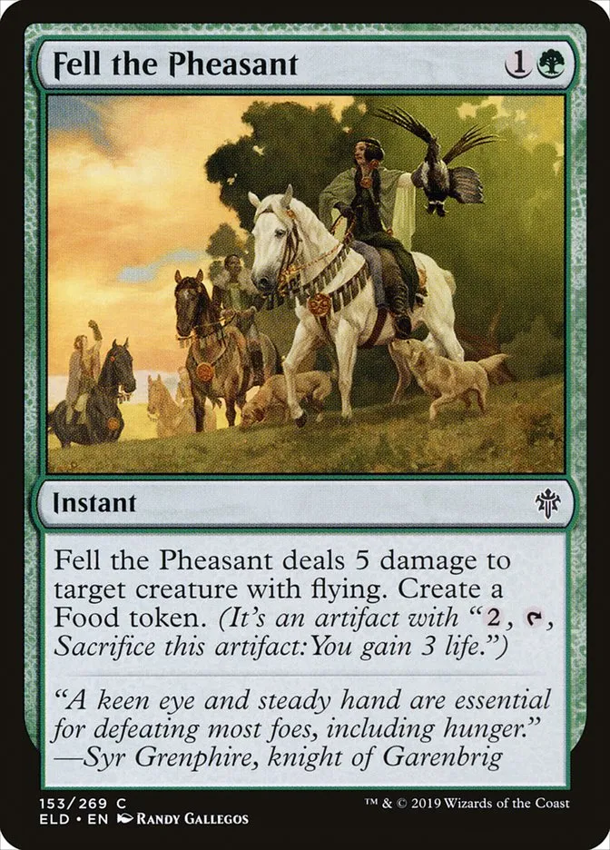2019 Throne of Eldraine Fell the Pheasant #153 common card image