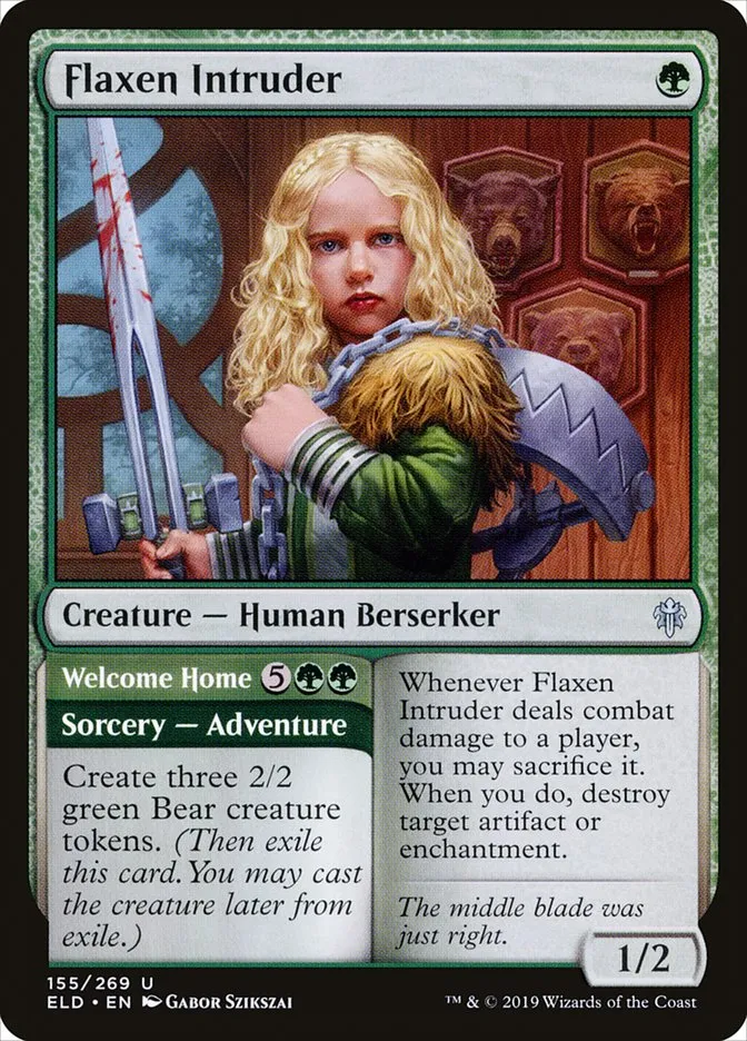 2019 Throne of Eldraine Flaxen Intruder // Welcome Home #155 uncommon card image