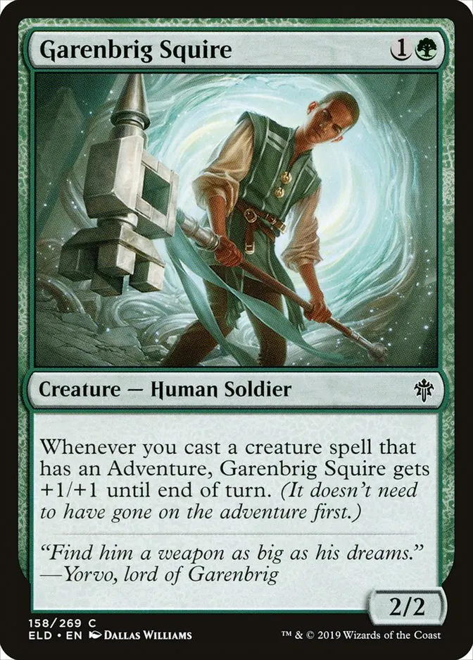 2019 Throne of Eldraine Garenbrig Squire #158 common card image