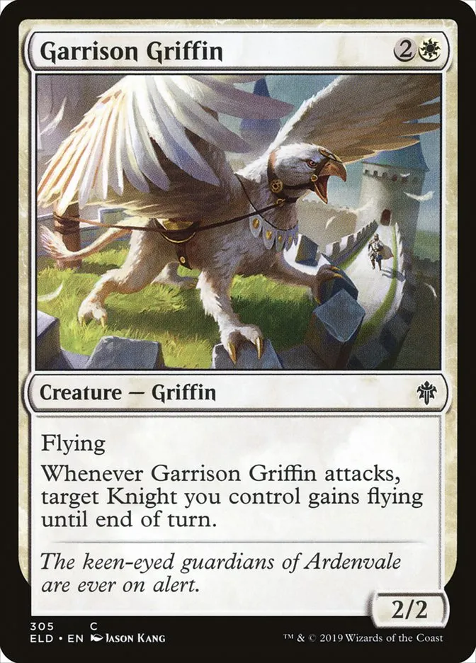 2019 Throne of Eldraine Garrison Griffin #305 common card image