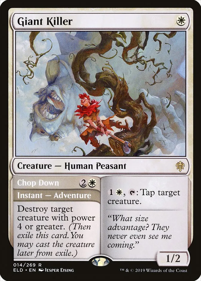 2019 Throne of Eldraine Giant Killer // Chop Down rare #14 rare card image