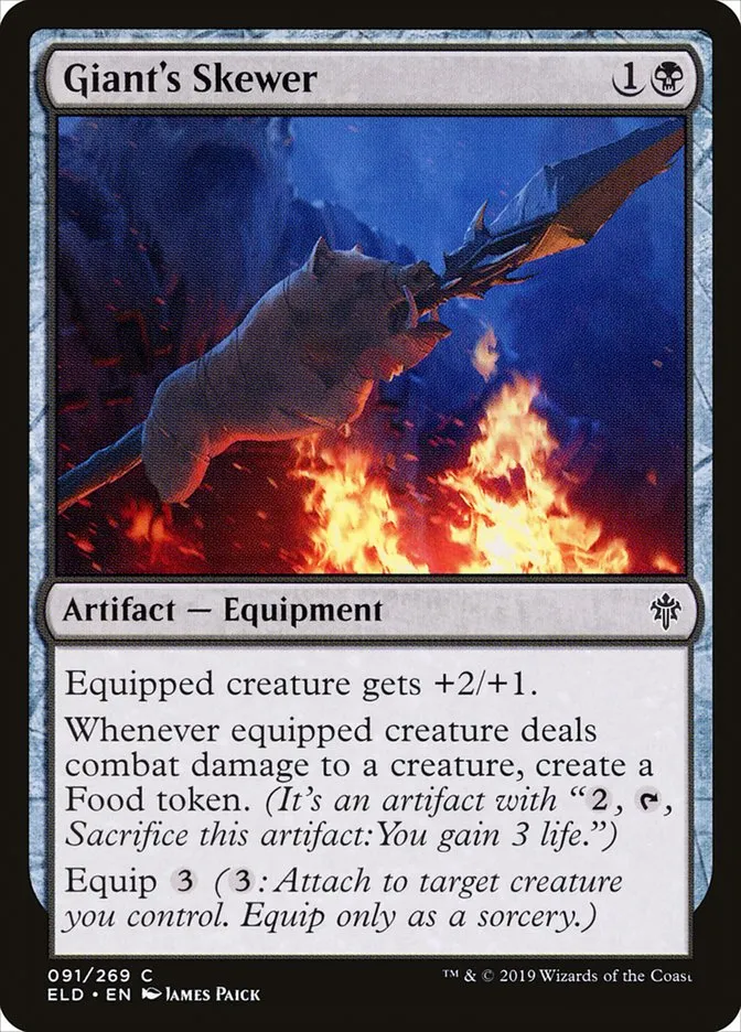 2019 Throne of Eldraine Giant's Skewer #91 common card image