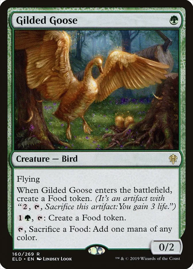 2019 Throne of Eldraine Gilded Goose rare #160 rare card image