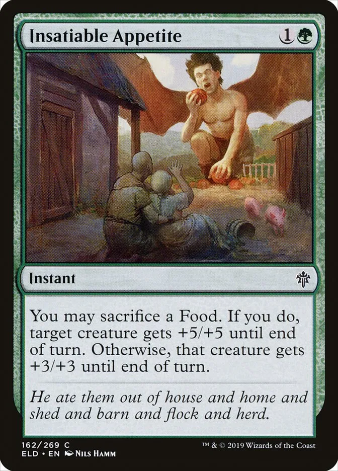 2019 Throne of Eldraine Insatiable Appetite #162 common card image