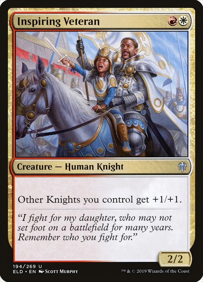 2019 Throne of Eldraine Inspiring Veteran #194 uncommon card image