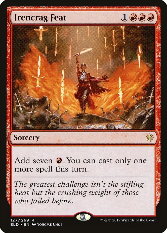 2019 Throne of Eldraine Irencrag Feat rare #127 rare card image