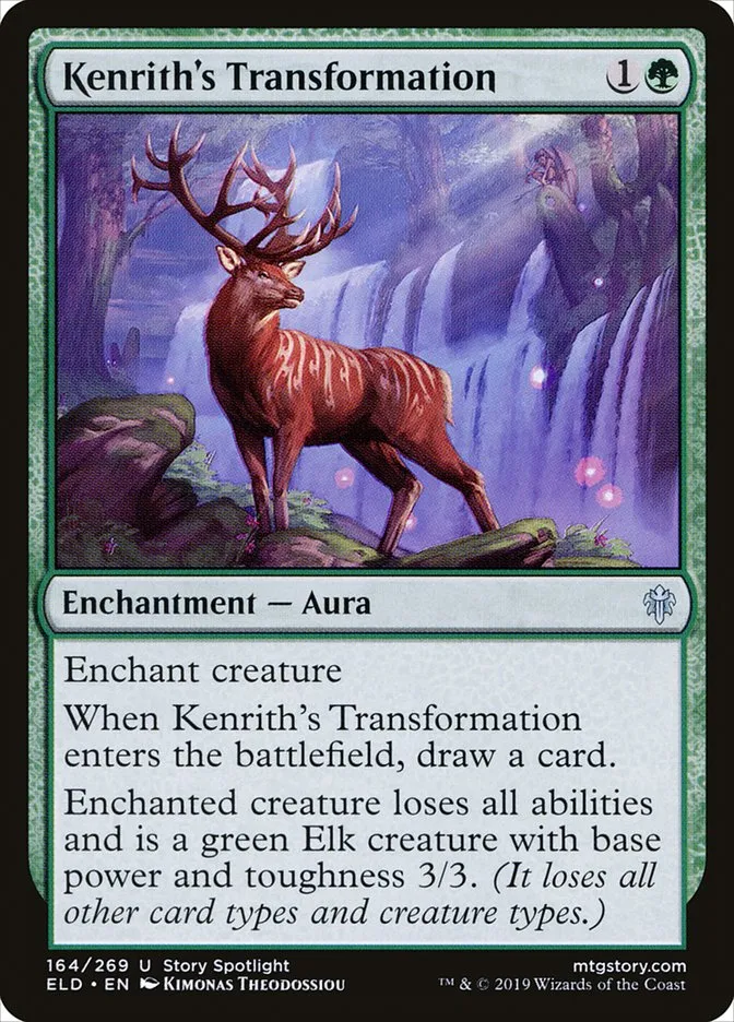 2019 Throne of Eldraine Kenrith's Transformation #164 uncommon card image