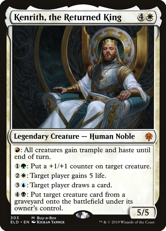 2019 Throne of Eldraine Kenrith, the Returned King mythic #303 mythic card image