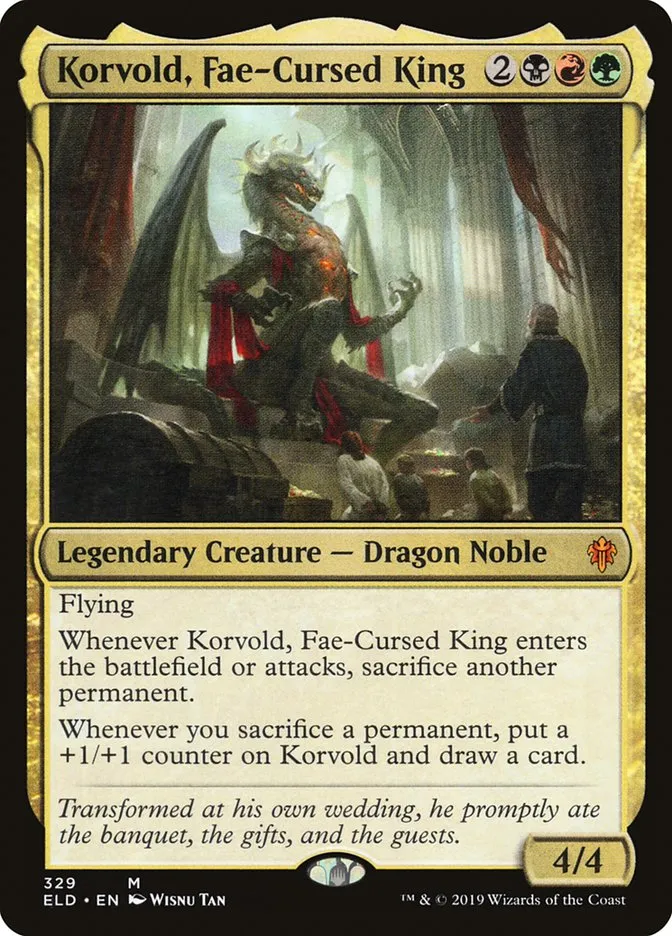 2019 Throne of Eldraine Korvold, Fae-Cursed King mythic #329 mythic card image