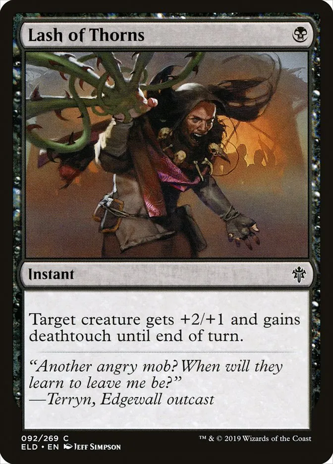 2019 Throne of Eldraine Lash of Thorns #92 common card image