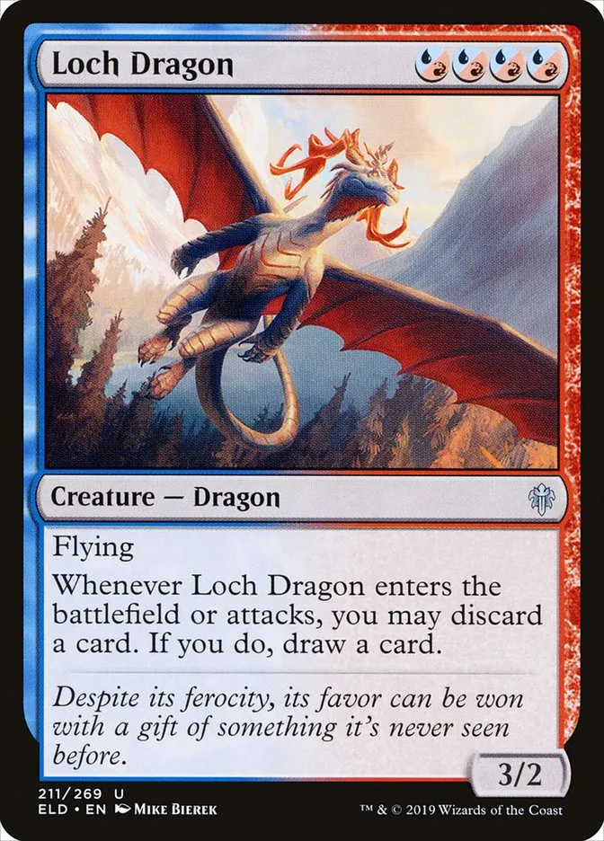 2019 Throne of Eldraine Loch Dragon #211 uncommon card image