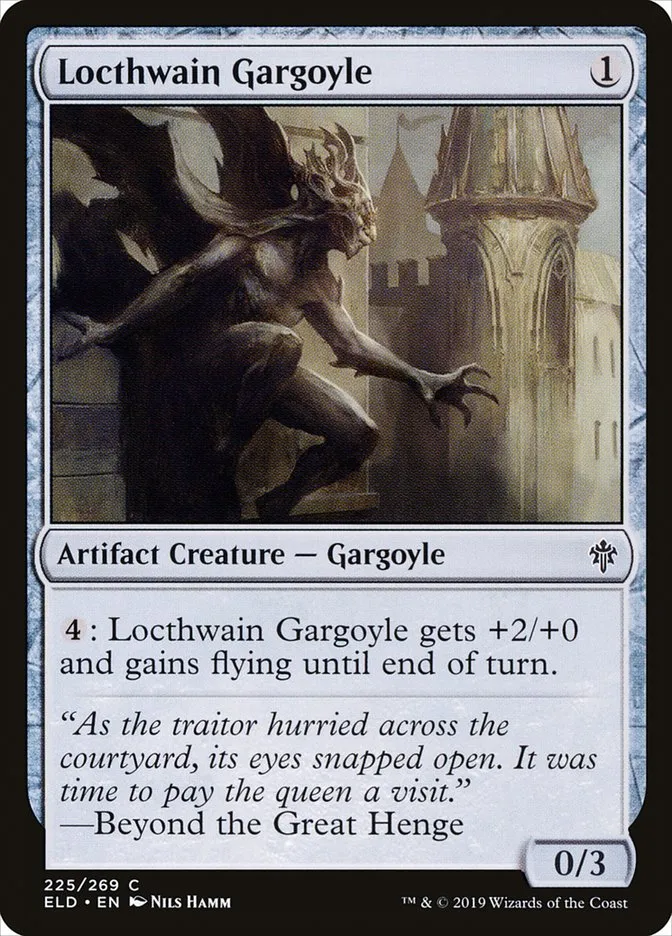 2019 Throne of Eldraine Locthwain Gargoyle #225 common card image