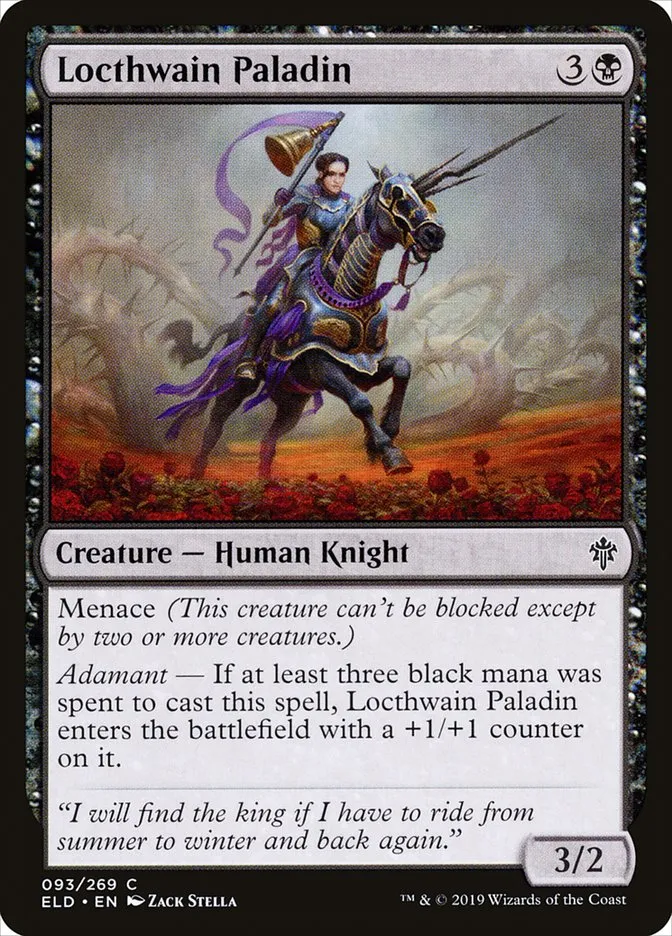 2019 Throne of Eldraine Locthwain Paladin #93 common card image